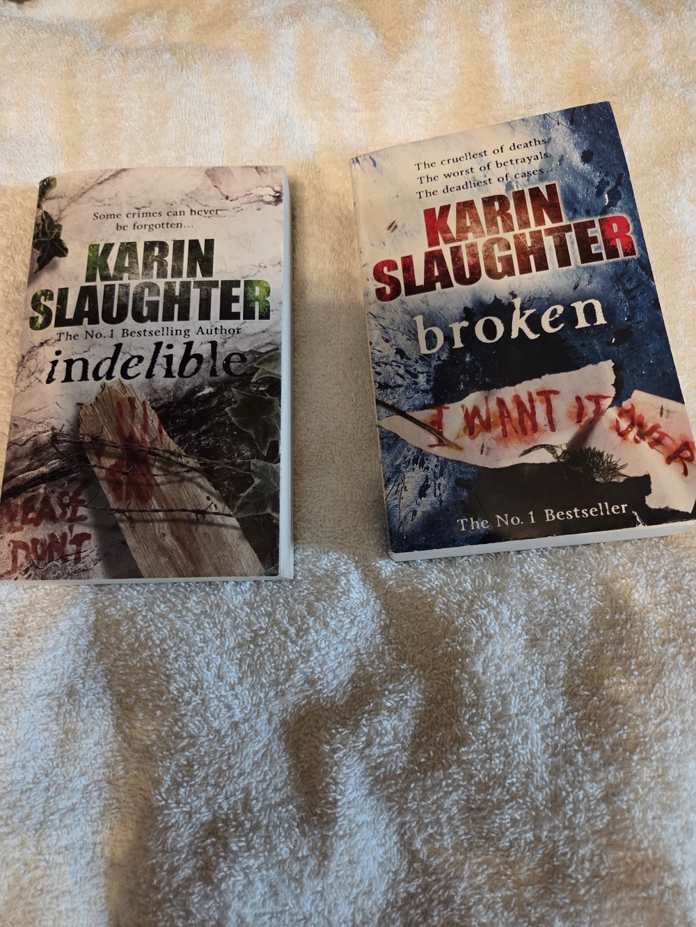 Karin Slaughter Paperback Books - Indelible & Broken - White, Blue